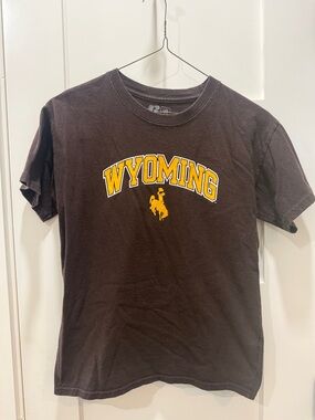 Russell Athletic Brown Wyoming Tee with Yellow Graphic